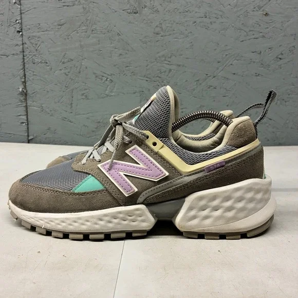 New Balance Women's 9 574 Sport Fresh Foam Grey Purple Teal Sneakers Running - Picture 10 of 16